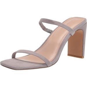 Women's Avery Square Toe Two Strap High Heeled Grey Sandal